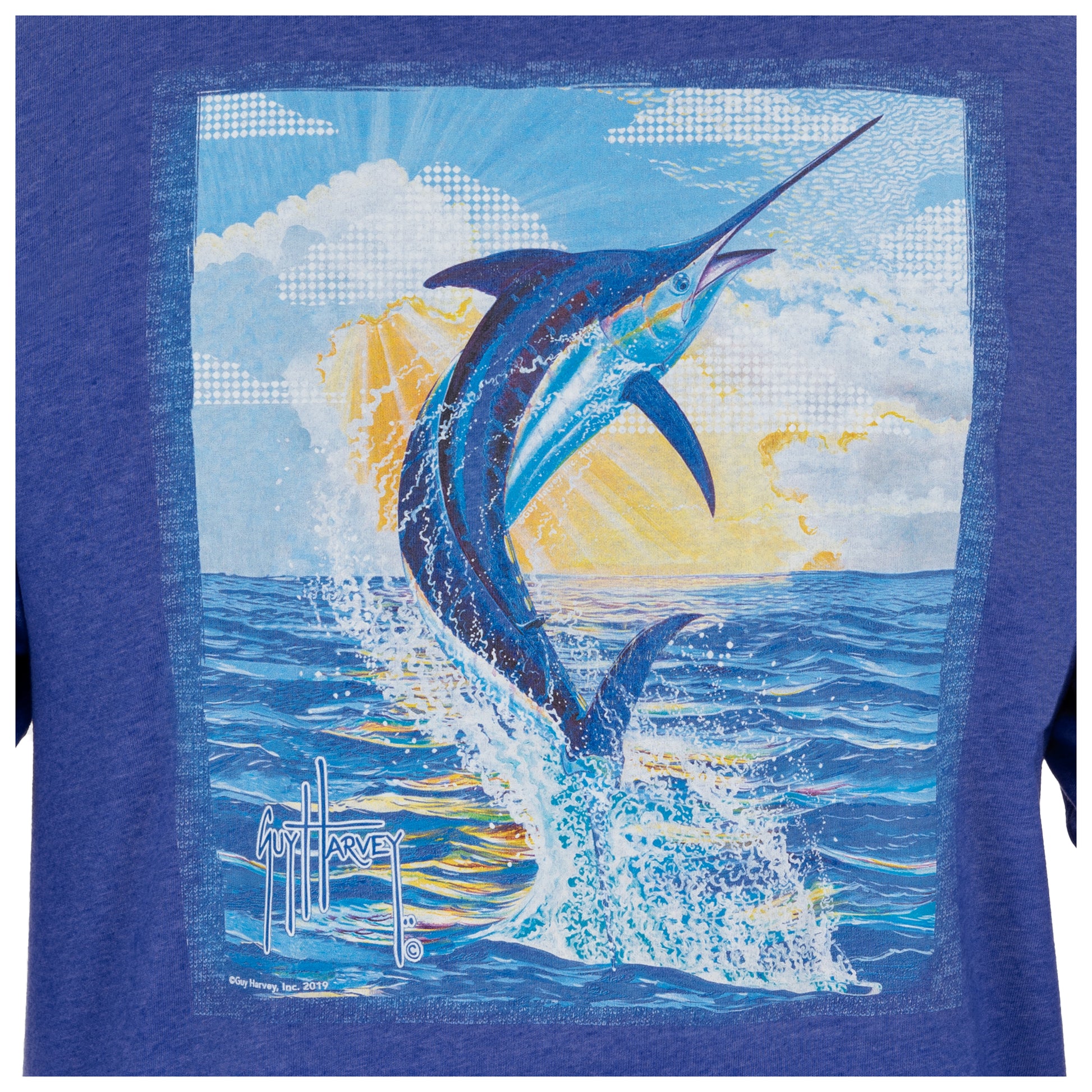 Men's Sunset Marlin Long Sleeve Pocket Royal T-Shirt View 3