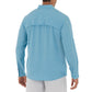 Men's Long Sleeve Heather Textured Cationic Blue Fishing Shirt View 3