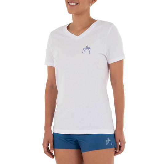 Ladies Seahorse Short Sleeve White T-Shirt View 2