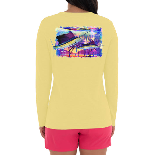 Ladies Two Sails Under Long Sleeve Yellow T-Shirt
