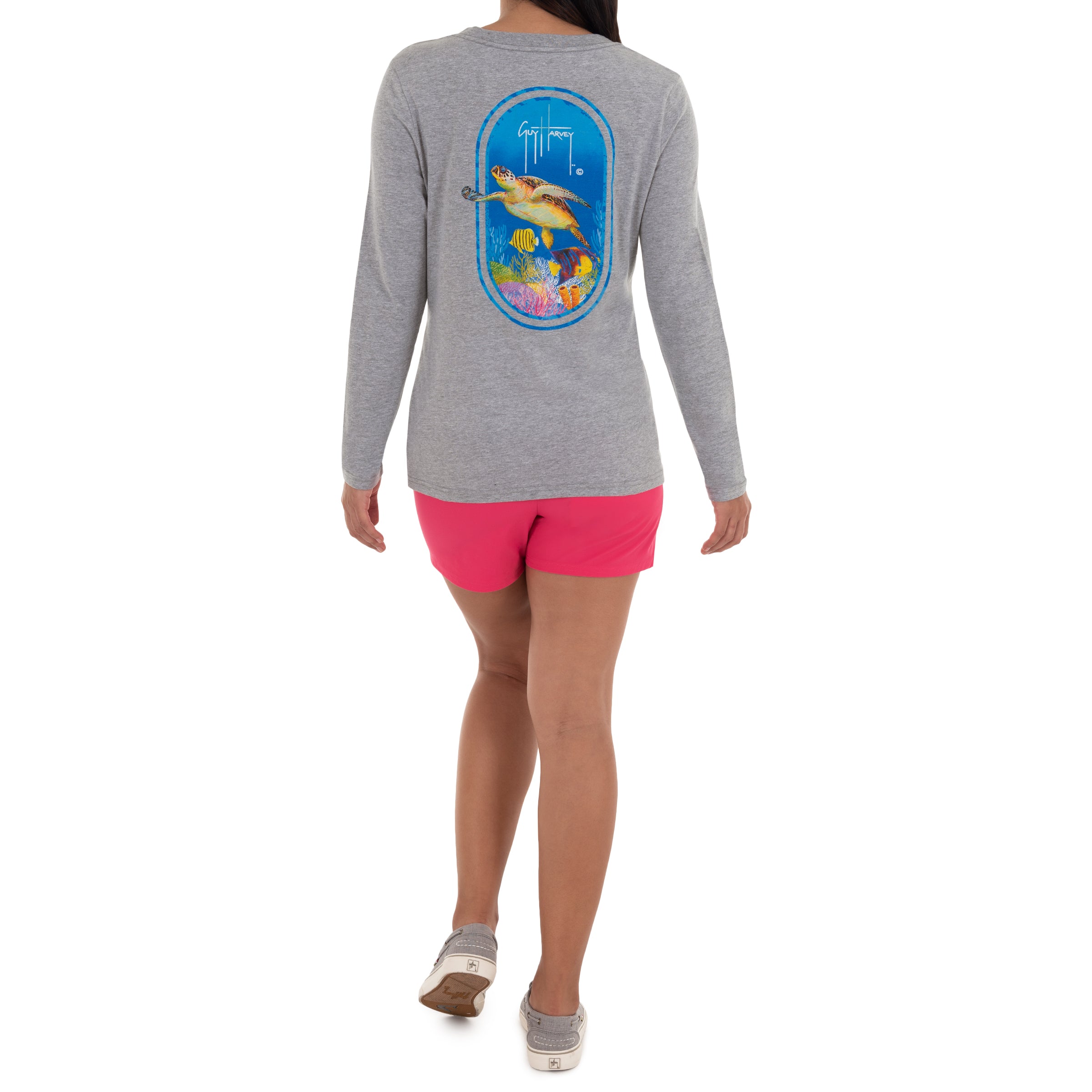 Ladies Reef And Friends Long Sleeve Grey T-Shirt View 4