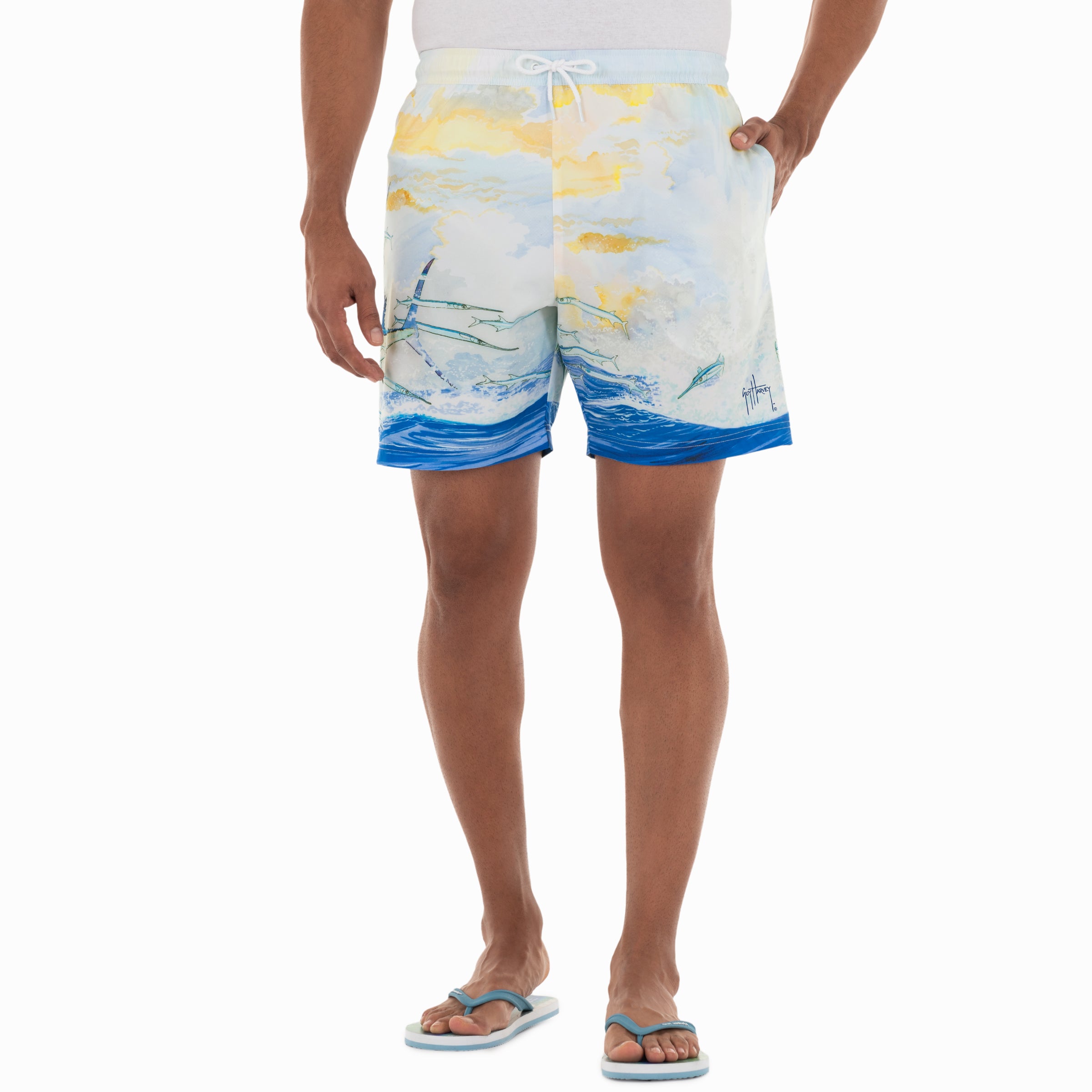 Men's Blue Sunrise Sailfish 7" Volley Swim Trunk View 7