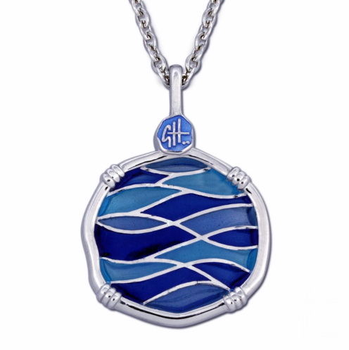 Guy Harvey Blue Changing Tides Necklace Sterling Silver and Enamel