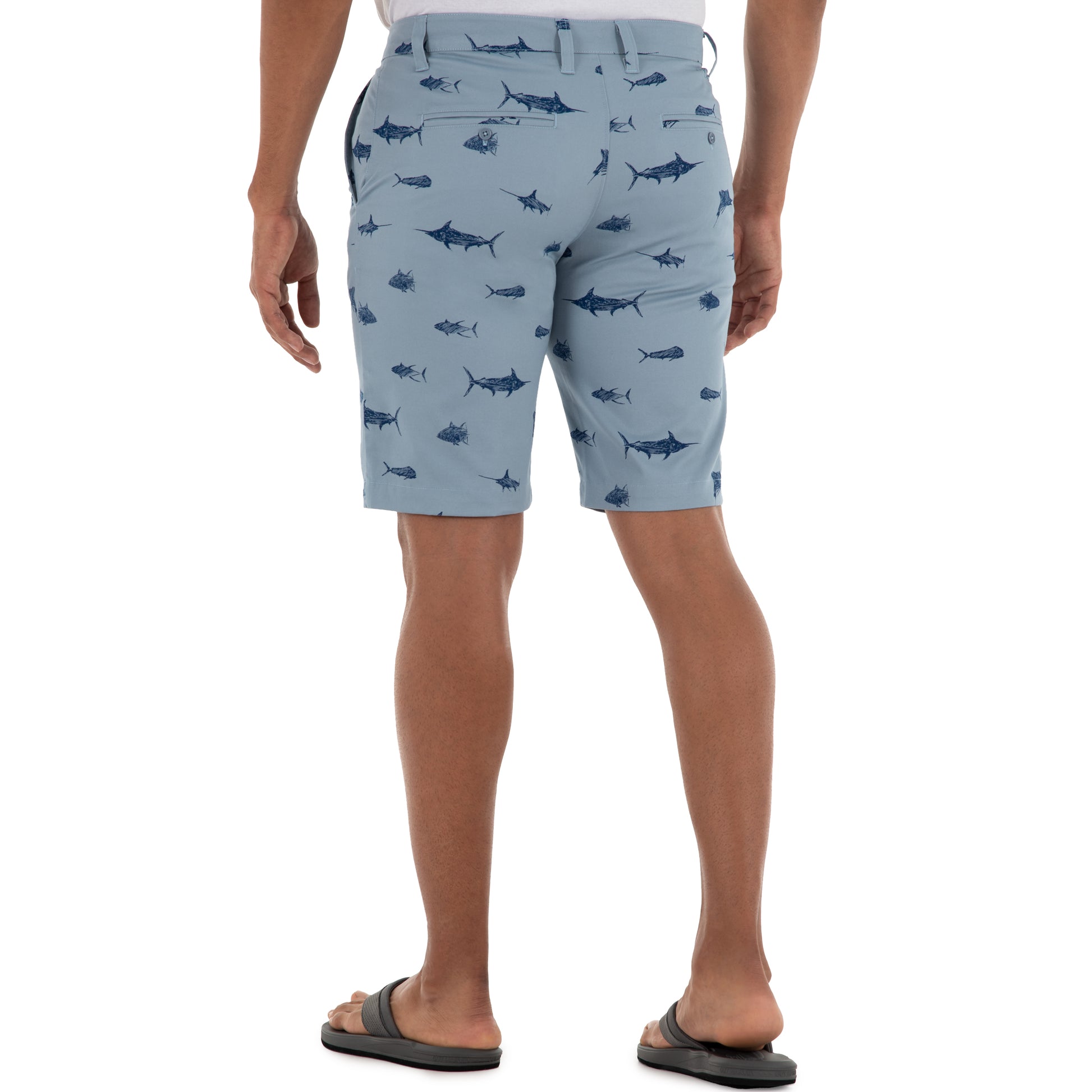 Men's 9" Performance Printed Blue Woven Short View 4