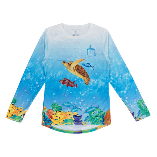 Kids Turtle Reef Long Sleeve Sun Protection Top View 1