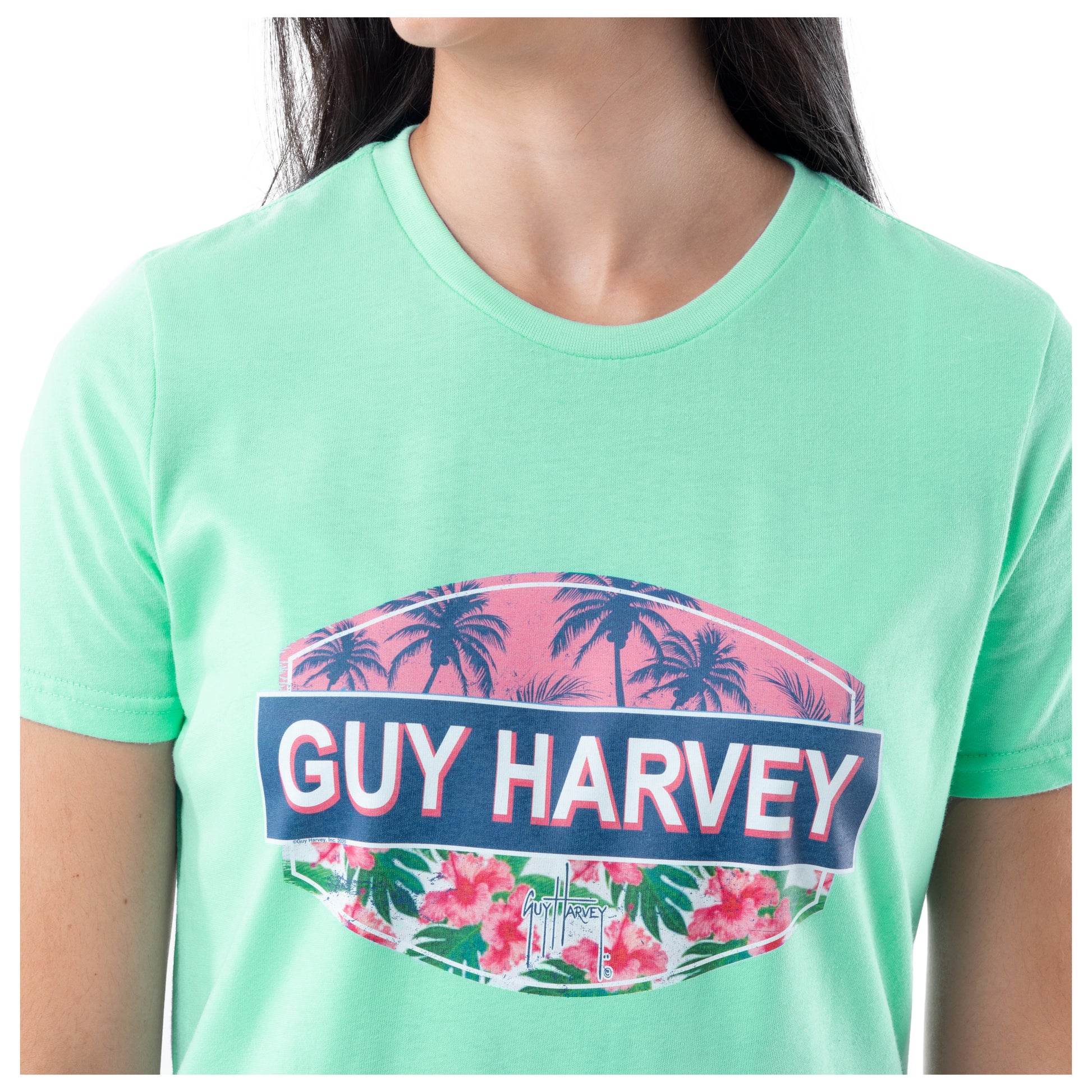 Guy Harvey Women's Fishing Paradise Short Sleeves Tee, Size: Medium, Blue
