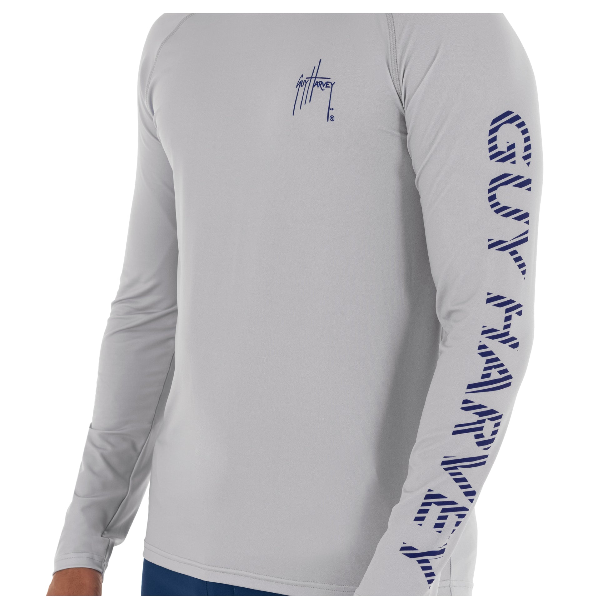Guy Harvey Jumping Bass Sun-Protection Long-Sleeve Shirt for Men - Dark Shadow - S