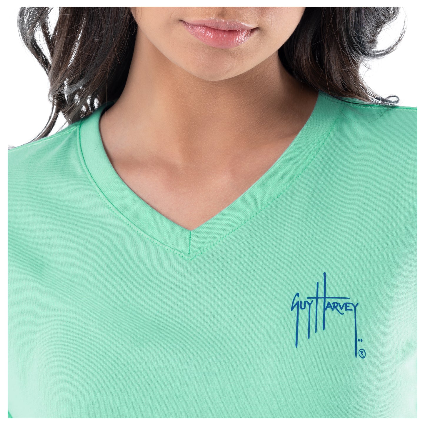 Ladies Stamp Long Sleeve V-Neck T-Shirt