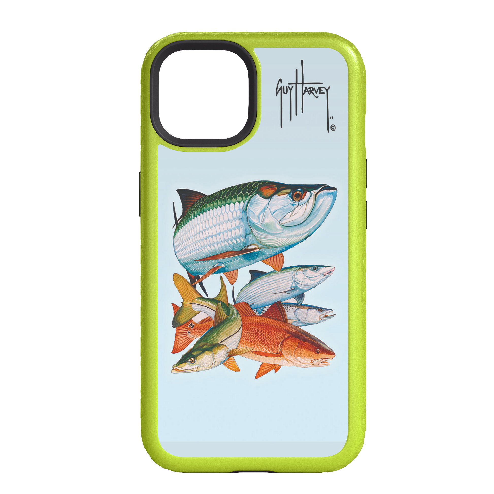 Guy Harvey | iPhone 14 Models Fortitude Inshore Collage Phone Case iPhone 14 Pro, Olive Drab Green, 480x480