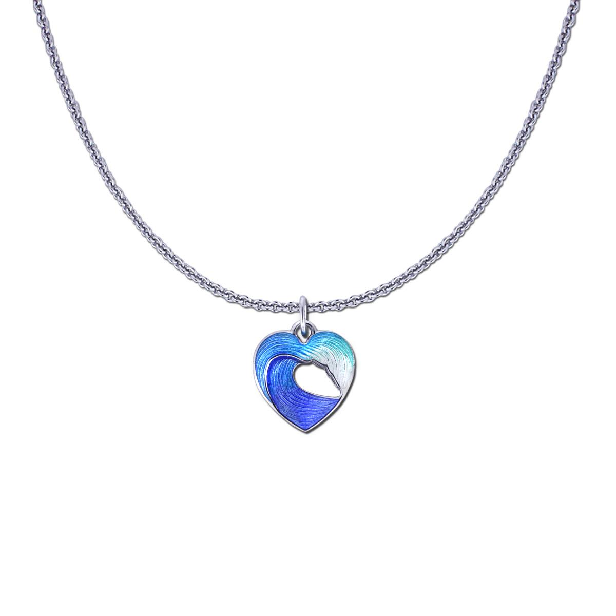 Petite Heart of the Sea Wave on a Sterling Silver Link Chain