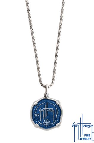 Medium Pendant Necklace - Sterling Silver and Enamel Medallion with a Box Chain